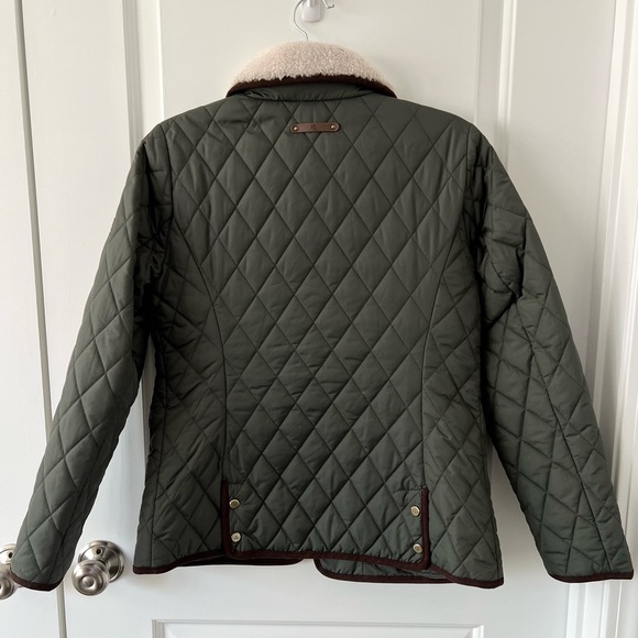 Lauren Ralph Lauren Faux-Shearling-Trim Quilted Jacket Litchfield Loden Green XS - Picture 3 of 5